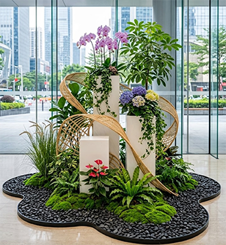 新中式微景观花艺造景实景案例